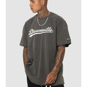Dreamville Unisex Oversized Vintage‎ Inspired Distressed Tee Faded Black XXL
